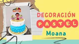 Decoración de pastel en temática de Moana Bebé.