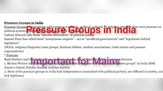 Pressure Groups in India