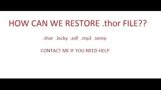 HOW TO RESTORE /DECRYPT/REMOVAL OF  .THOR FILE??????contact me?