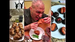 Halloween Dinner: Stuffed Pizza Skulls & Dog Poop w/ Strawberries | Slim Khezri