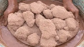 ASMR very soft sand and pure cement silk crunchy paste play dusty dipping crumble in 🌊🥶
