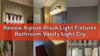 Review Aipsun Black Light Fixtures Bathroom Vanity Light Crystal Modern Vanity Light for Bathroom 4