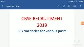 CBSE RECRUITMENT 2019