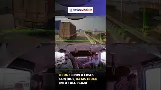 Drunk driver loses control, rams truck into toll