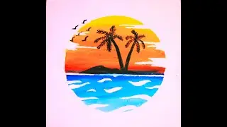 Simple Double Exposure Beach Painting /Satisfying masking tape # Crafty Angel 😇
