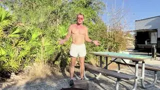 How to exercise while traveling in a RV, focusing on people over 65.