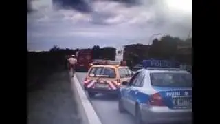 Autobahn 1: Auf der linker Spur aufgefahren (Einsatz-Foto, 2005)