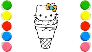 Hello Kitty with Icecream Drawing, Painting & Coloring For Kids and Toddlers, Chiki Art