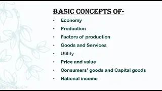 Basic concepts of Economics
