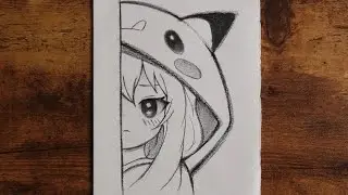 How to Draw Anime Girl wearing Pikachu Hoodie  | Easy Anime Drawing Tutorial Step by step