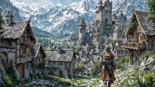 A Villager's Life Beneath the Castle Walls: Medieval Alpine Village | Relaxing Celtic Music