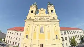 Piarist monastery and church of St. Ladislava in Nitra in Slovakia. 8K 360 video (Reframed).