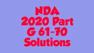 NDA 2020 6 September 2020 paper solution Part G 61-70