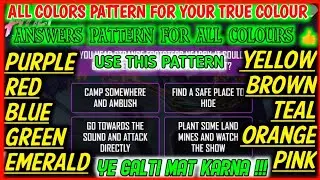 ALL COLOURS ANSWER PATTERN FOR YOUR TRUE COLOUR EVENT FREE FIRE || OP LUCIFER