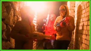 NERF WAR | 3 зомби в тёмном подвале [видео Nerf для детей] Шутер от первого лица Nerf