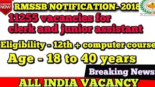 RSMSSB notification 2018 for clerk and junior assistant