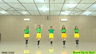 Hand Up In Bali - Line Dance // Improver - Demo #handup #djkinol #ottawan #odspku #linedancepku 💛💚💛💚
