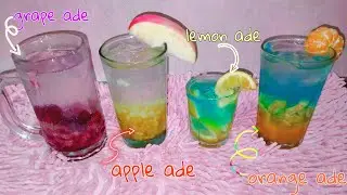 Fruit ades Korean Inspired Drinks | cafe vlog | lemonade, grapeade, orangeade, appleade