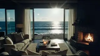 NOCTERA Meditation &ndash; 🌊 Oceanfront Fireplace Piano | Calm & Cozy Piano Music (3 Hours)