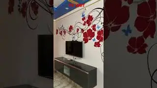 Simple & beautiful TV unit with wall painting 🖼