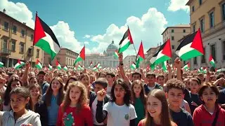 Italy Street Protest for Palestine  Youth & Children Rally Across | Support Palestine in Italy 2025