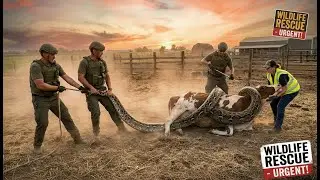 Brave Rescue Team | Saving a Cow from a Giant Python Attack