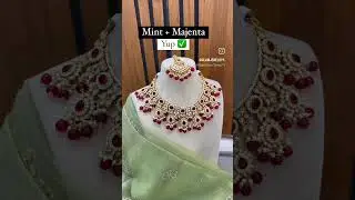 Mint green outfit colour combination jewelry #trending #earrings #jewellery