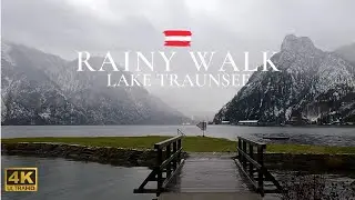 Walk in the Rain 🇦🇹 Nostalgic Atmosphere at Lake Traunsee, Gmunden (4k 60fps) #ExploreAustria