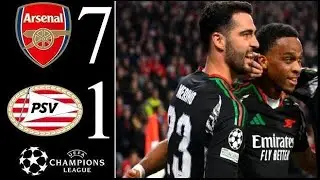 Arsenal vs PSV Eindhoven 7 1   Champions league Highlights & All Goals 2025 HD