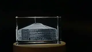 Yurts House | 3D Laser Engraved Crystal Gift - FSA145