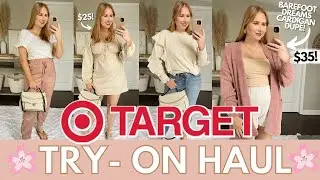 TARGET TRY ON HAUL 2022 | Winter to Spring Outfits | Barefoot Dreams Cardigan DUPE + Swim Try On
