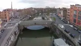 Ghent (Belgium) drone view of Leie (river) and Baudelohof