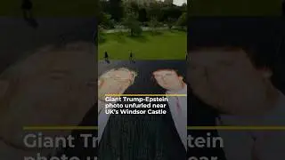 Huge photo of Trump and Epstein unfurled in UK ahead of US state visit | AJ #shorts