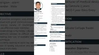 Cv resume | Resume for Job | Usa format | Professional Resume #Usa #uk #europe #australia #ytshorts