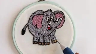 Cute Elephant🦣 punch needle | I learned how to PUUNCH NEEDLE in just 7 days!🐘