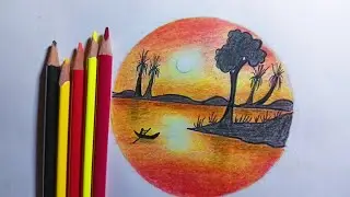 Ho to make beautiful sunrise painting step by step | sunrise drawing step by step for beginners