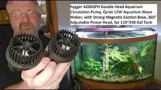 hygger 4200GPH Double Head Aquarium Circulation Pump, Quiet 12W Aquarium Wave Maker, Magnetic Base