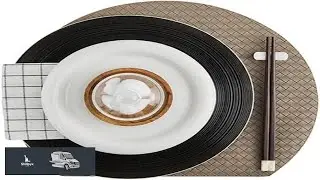 Restaurant Dining Table Setting Set Dinner Plate Black Brushed 12