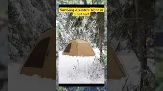 Surviving a winter night in a hot tent#camping #wintercamping #snowcamping #bushcraft