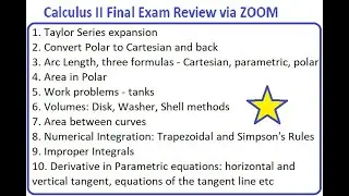 Final Exam review - MAT 266 Calculus II - ZOOM