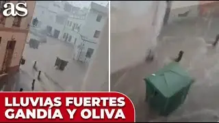 La LLUVIA ya INUNDA las calles de GAND&Iacute;A y OLIVA en plena ALERTA ROJA
