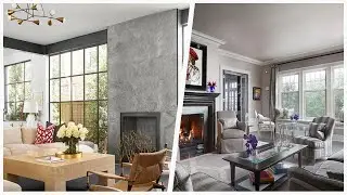 75 All Fireplace Surrounds Living Space With A Concrete Fireplace Design Ideas You'll Love 🏡