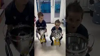 Football winners! #football #soccer #champion #twins #shorts #winner #trophies