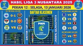 HASIL LIGA 3 NUSANTARA HARI INI SELASA, 13 JAN 2026 - KLASEMEN TERBARU & JADWAL KAMIS, 15 JAN 2026