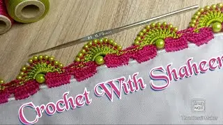 Crochet dupata lace design with beads / Crochet tutorial #149 by @crochetwithshaheen0786