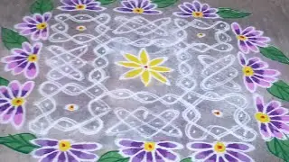 அழகான சிக்கு கோலம் 9*9 புள்ளிகள் Beautiful Flower Kolam Design 🌸 | Simple Daily Rangoli dots 9*9easy