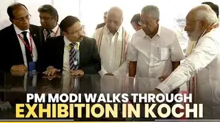 PM Modi visits an exhibition during launch of development projects in Kochi, Kerala