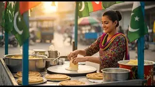 THE YOUNG HARDWORKING LADY SELLING PARATHAS AT ROADSIDE LAHORE STREET FOOD BREAKFAST #food #ytshorts