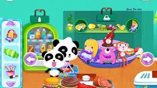 Baby bus kids game/Baby Panda's Supermarket  Shopping /kiki  game video