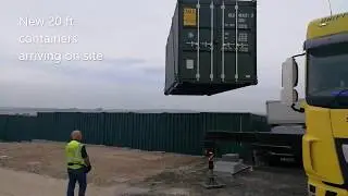 New 20 ft storage containers being delivered to Newground Properties site near Salisbury